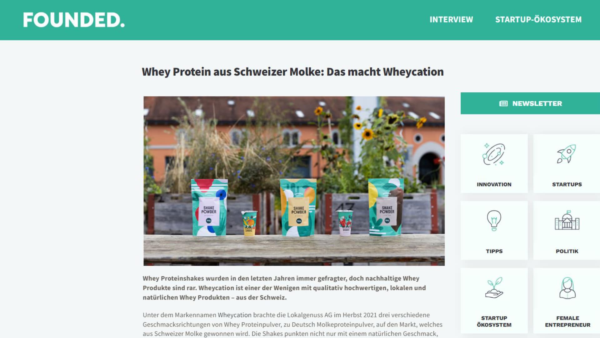 Beitrag über Wheycation auf founded.