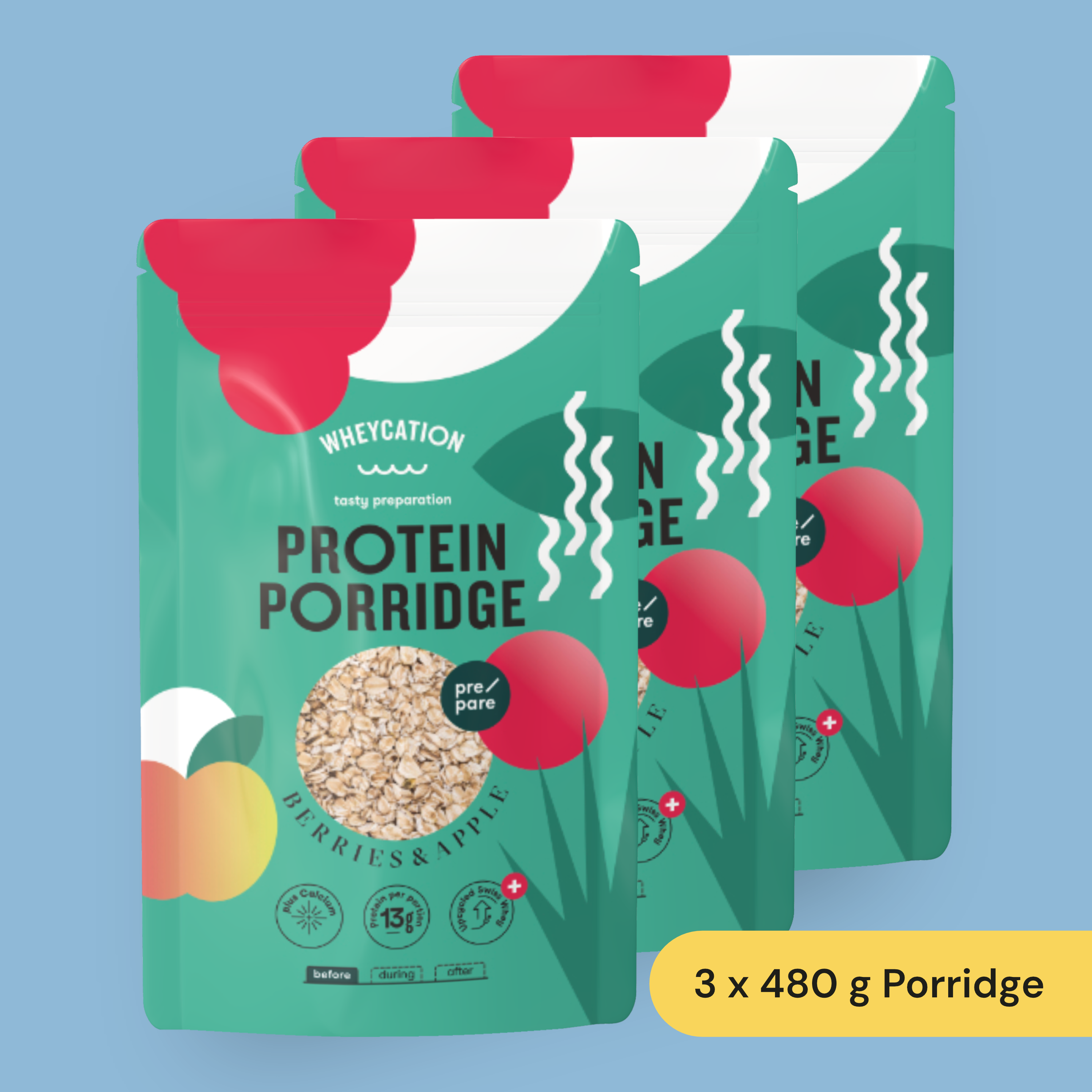 3x Whey Protein Porridge Berries & Apple 480g