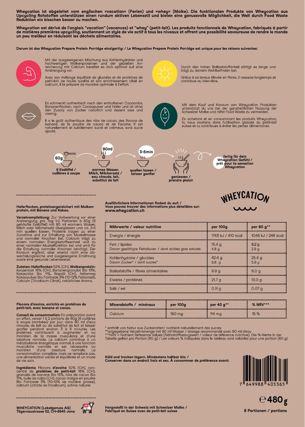 3x Whey Protein Porridge Cacao & Banana 480g