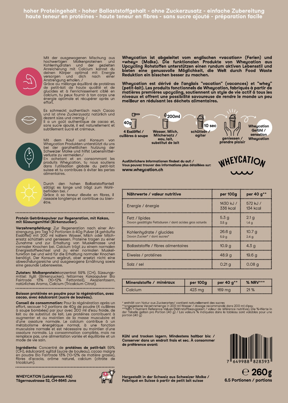 Recovery Protein Shake Cocoa 260g