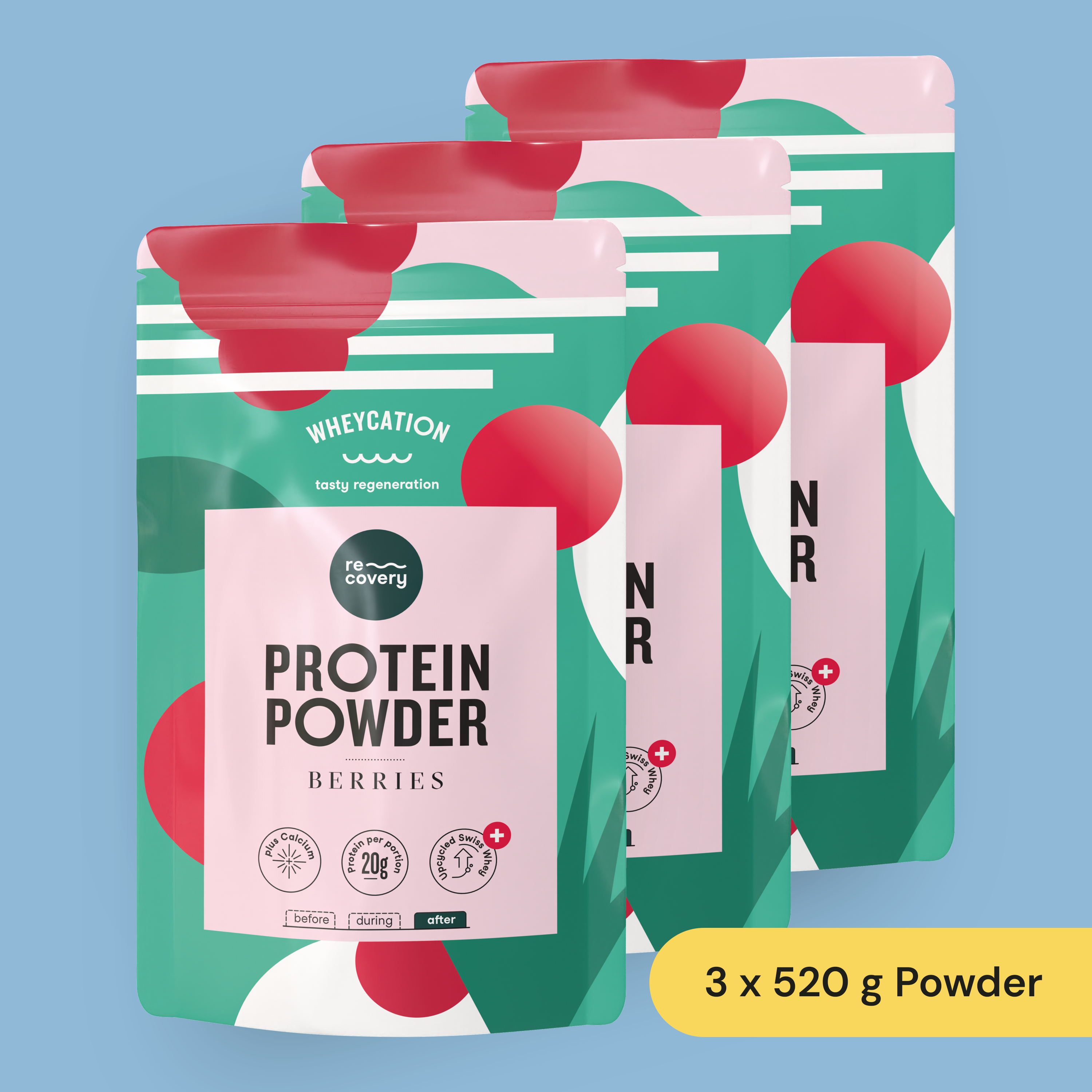 3x Recovery Protein Shake Berries 520g