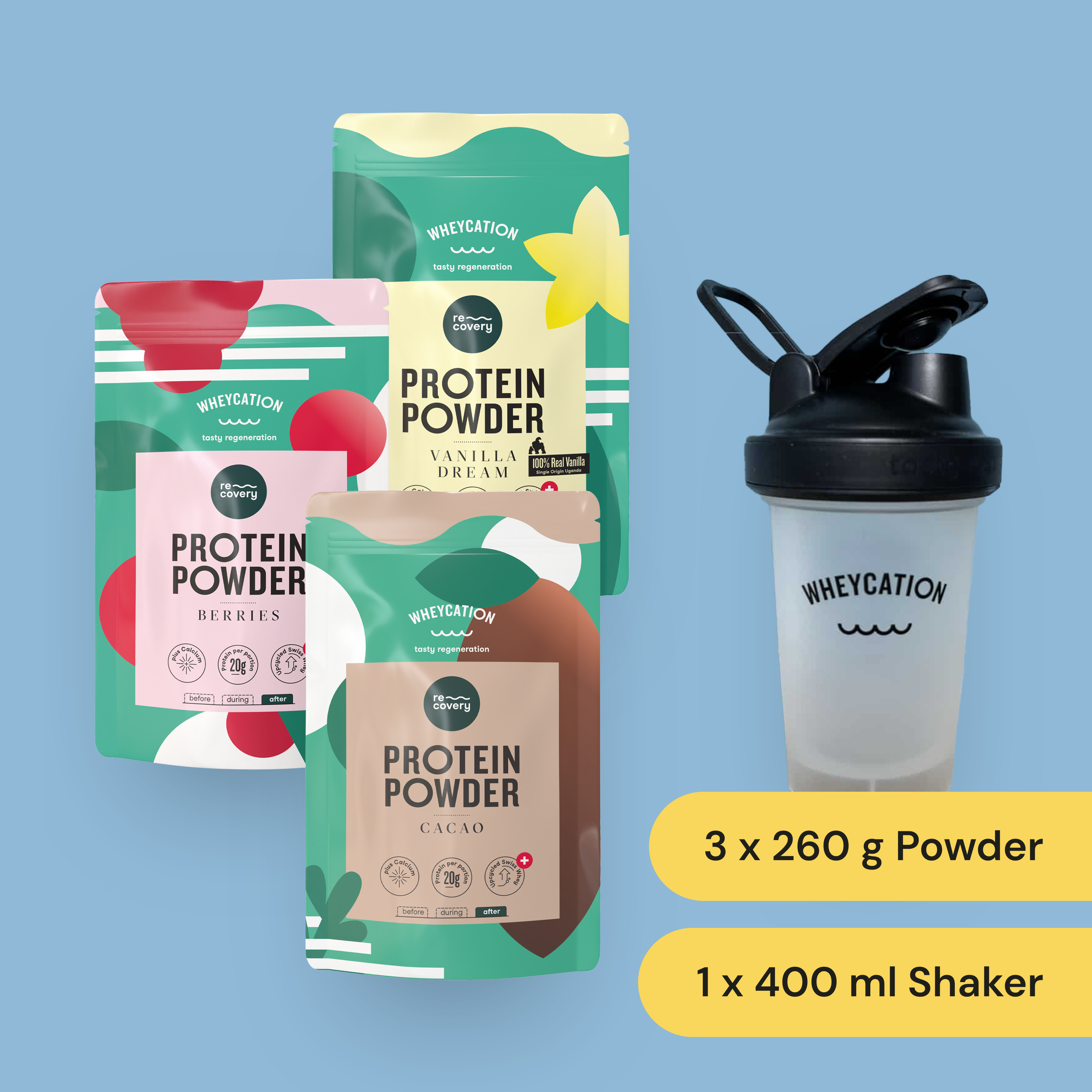 Starter set protein 3x260g & Shaker