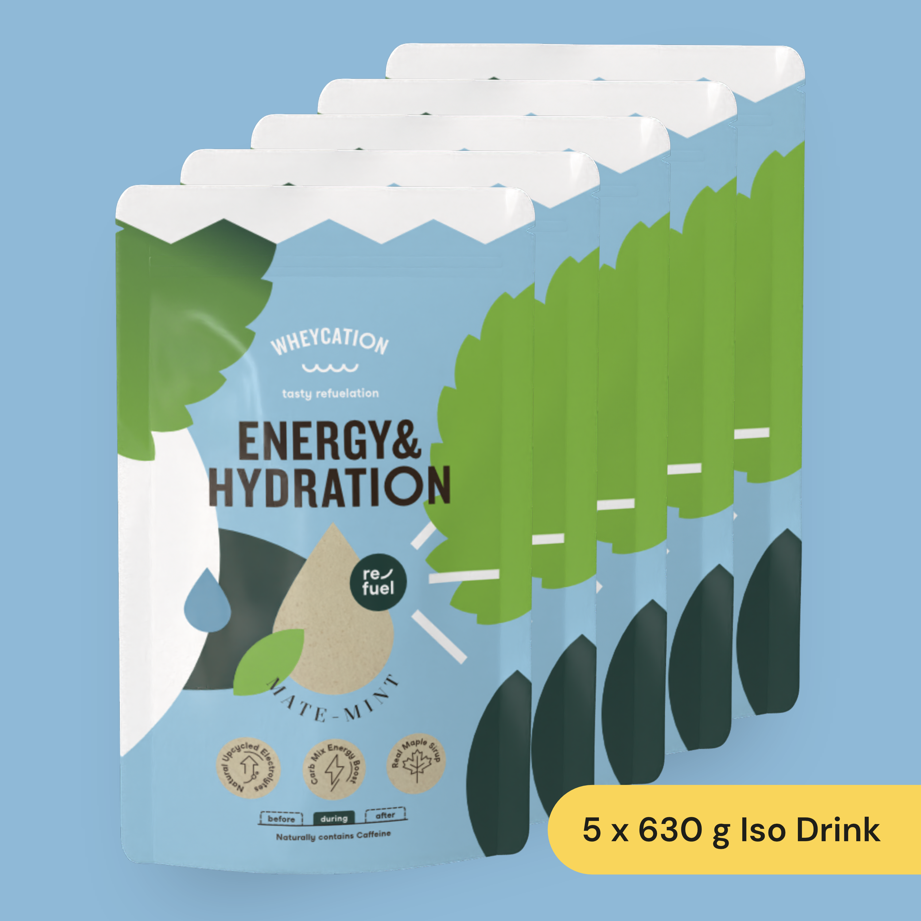 5x Isotonisches Energy & Hydration Sportgetränk Mate-Mint 630g