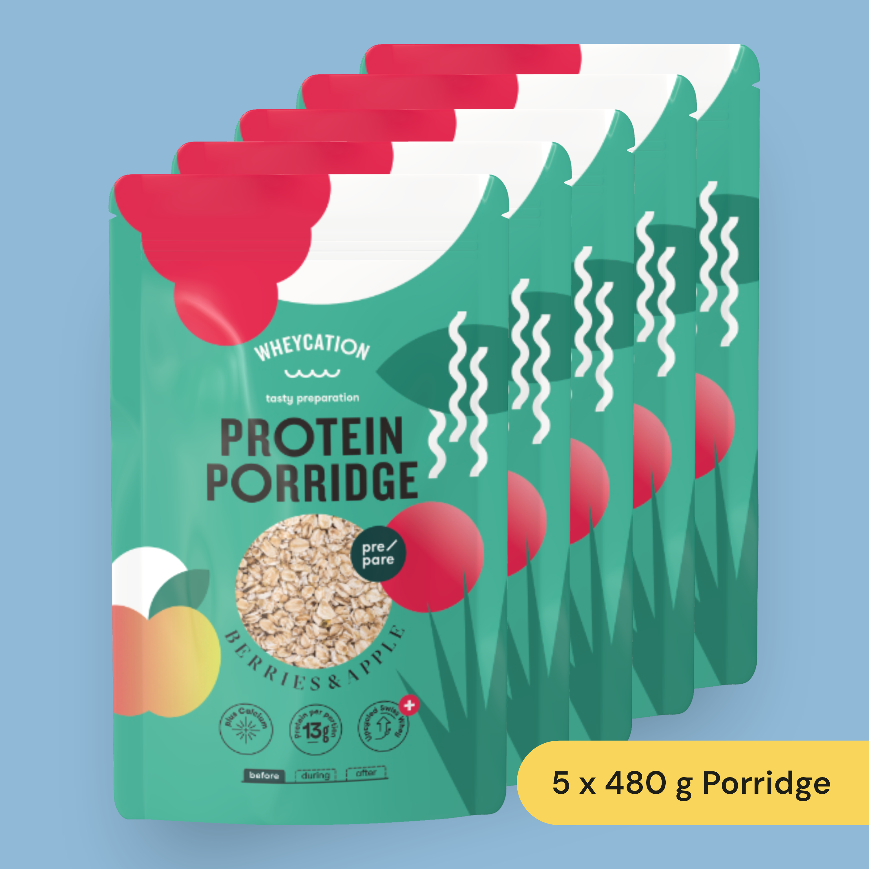 5x Whey Protein Porridge Berries & Apple 480g