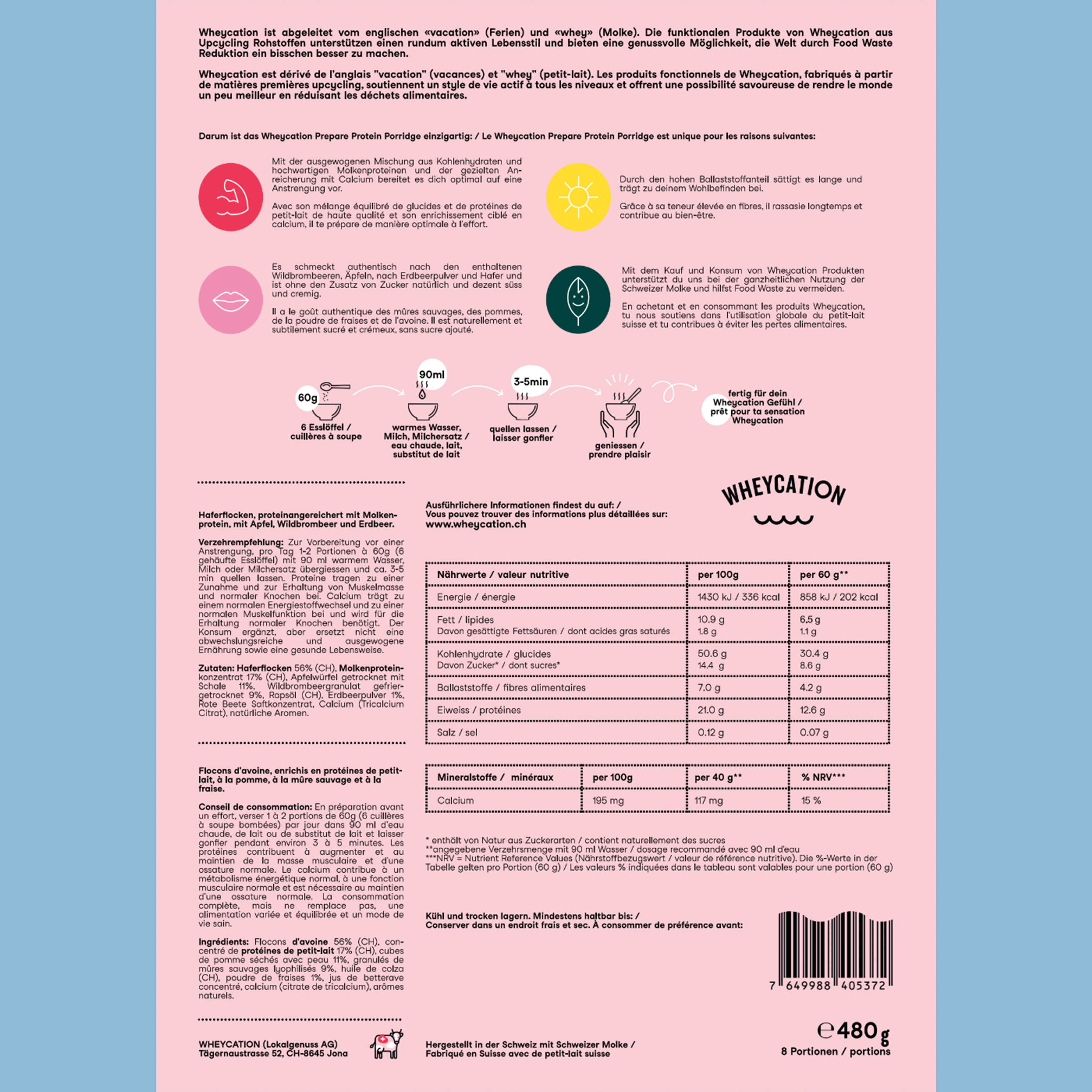 Protein Porridge Berries & Apple 480g