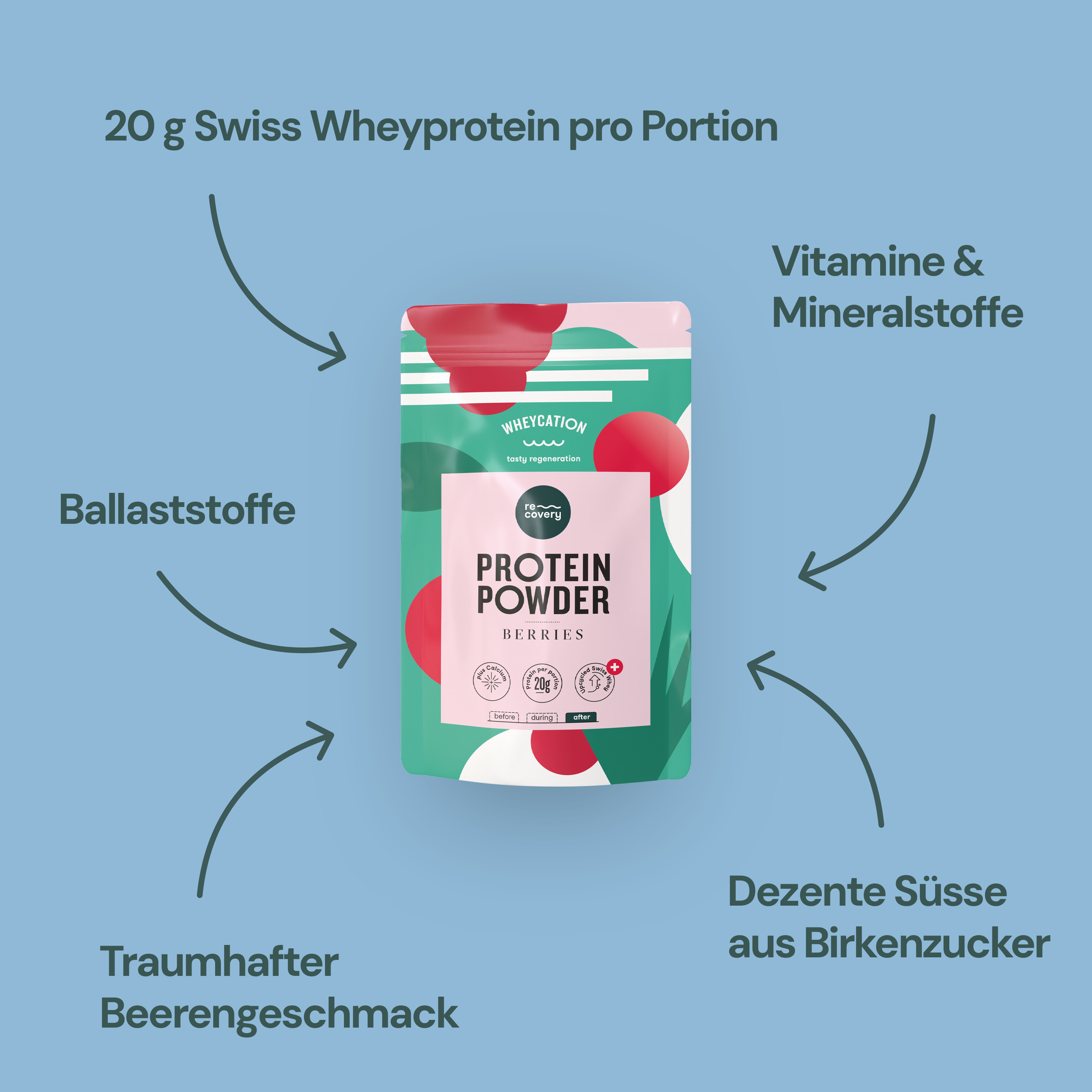 Wheycation Whey Protein Powder Berries Swiss Whey USPs