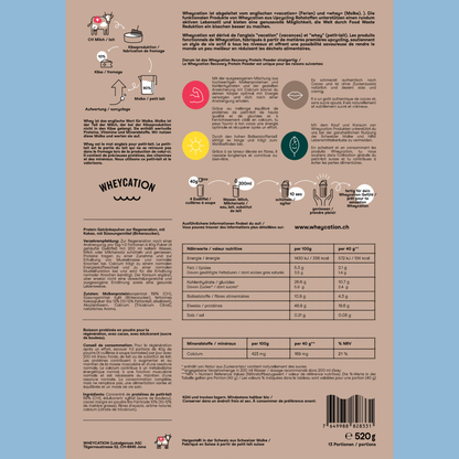 Wheycation Whey Protein Powder Cacao 520g Swiss Whey Zutaten