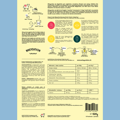 Wheycation Whey Protein Powder Vanilla Dream 520g Swiss Whey Zutaten